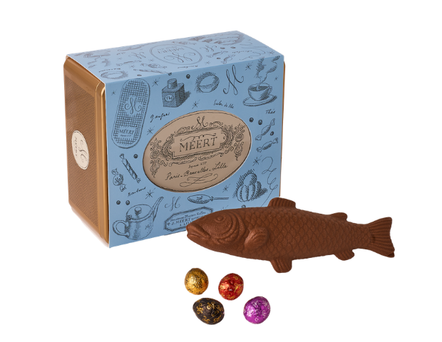 Poisson de Pâques garni - Lait (coffret métal)